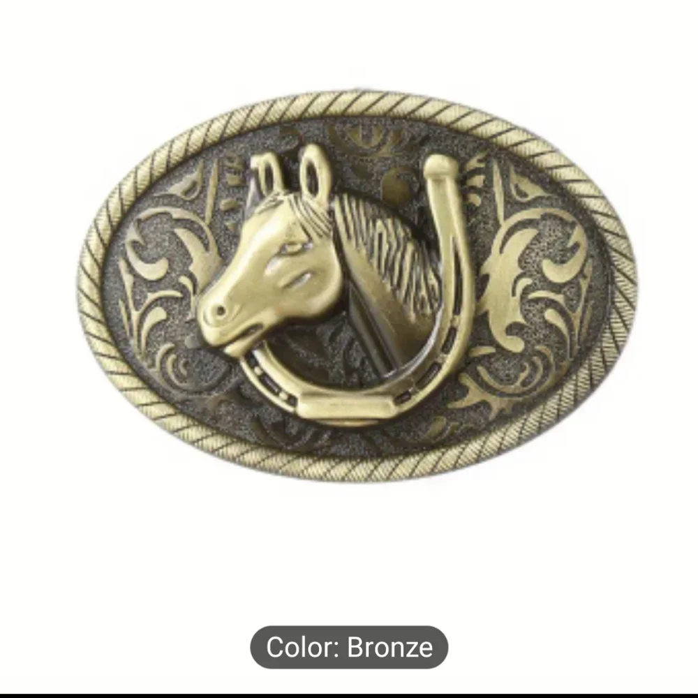 New Bronze Horse And Horse Shoe Belt Buckle, T3MIS5D